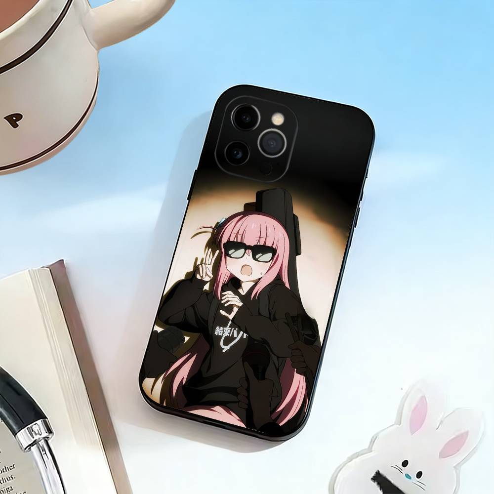 Anime B-Bocchi the Rock Hitori G-Gotoh  Phone Case For iPhone 17,16,15,14,13,12,11 Plus,Pro Max,XS,Soft Silicone Black Cover
