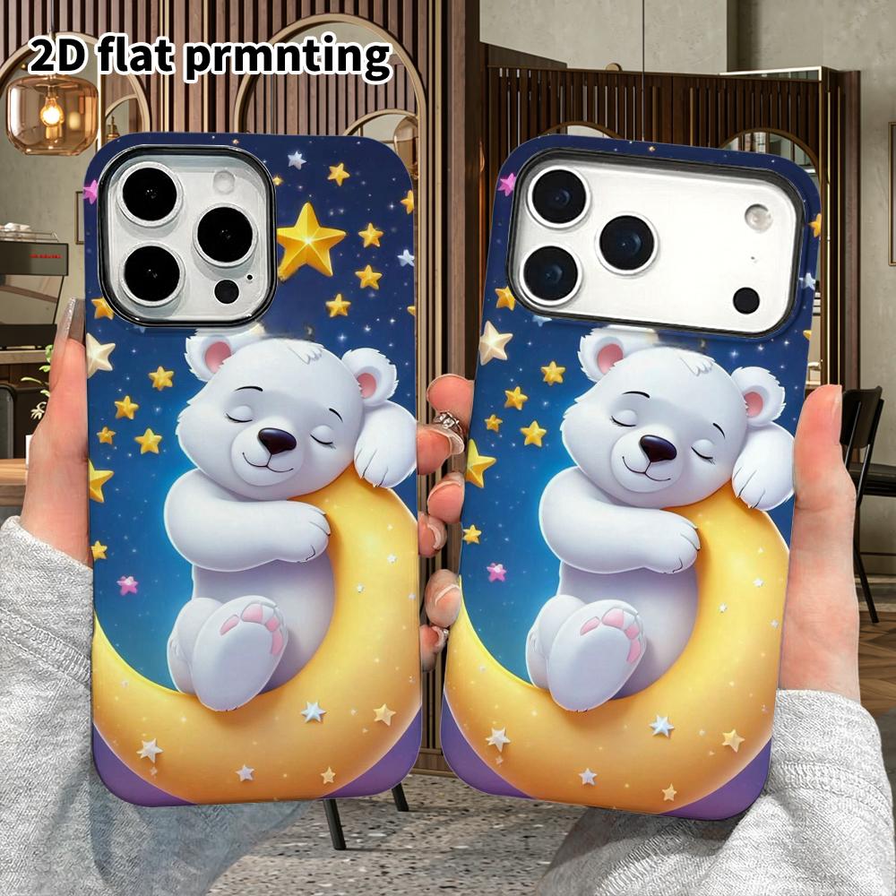 Phone Case: 2D Flat Suitable for iPhone 18 17 16 15 14 13 Pro Film Protective Case, Couple Style, Sleepy Little White Bear, Christmas and Halloween Gi
