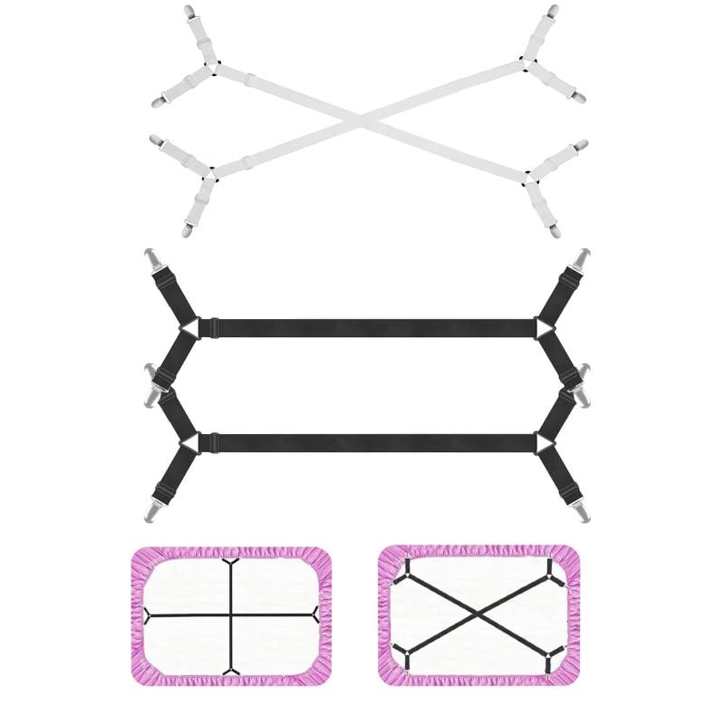 2/4PC Adjustable Elastic Bed Sheet Clips|Prevents Sliding and Movement|Ideal for Beds,Sofas,and Tablecloths, Bedding Accessories
