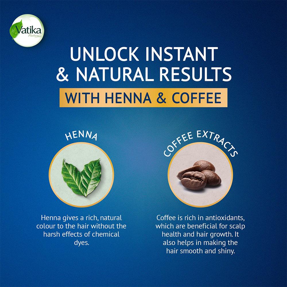 Øyeblikkelig Henna Sjampo Hårfarge - Mørkebrun Vatika Naturals ( x 20 ml)