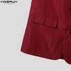 INCERUN Oversized Men Lapel Neck Short Sleeve Back Lace Casual Blazer Tops
