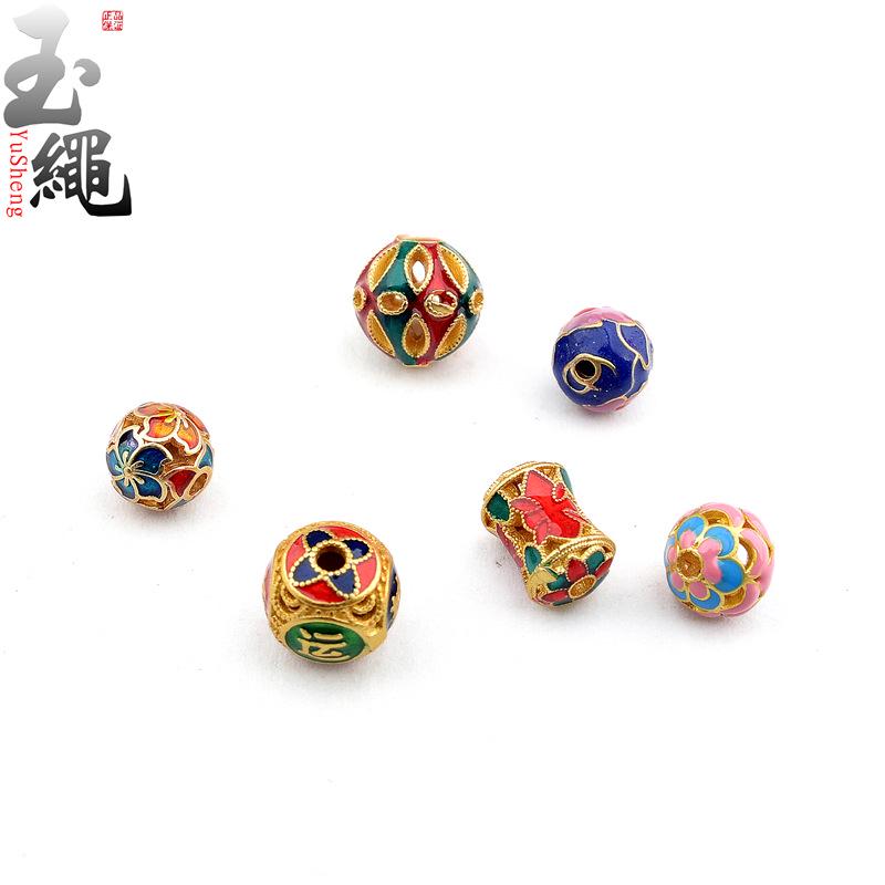 Ancient Gold Enamel Hollow Beads for DIY Bracelets & Necklaces