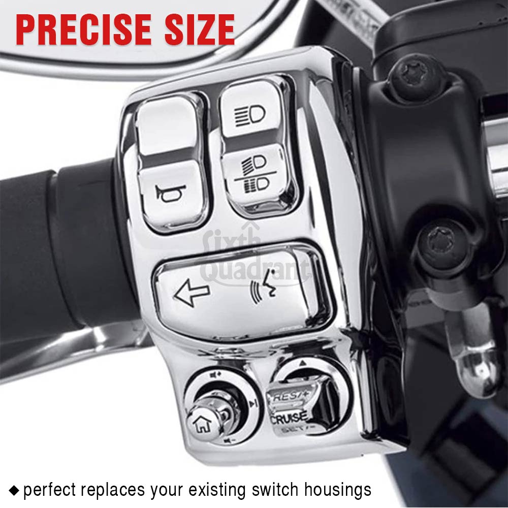 Motorcycle Part  Left&Right Chrome Handlebar Control Switch Housings Fit For Harley Touring Road Glide 3 FLTRT 2023 2024-Later