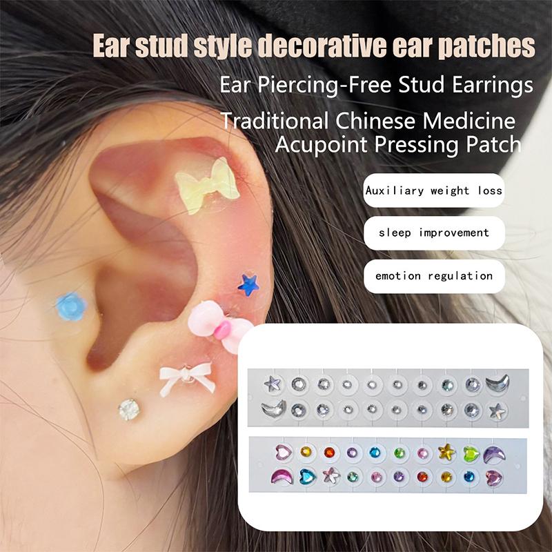 20 Patches Heart Butterfly Bow  Ear Point Stickers Ear Pressure Stick Acupuncture Magnetic Beads Auricular Ear Sticker