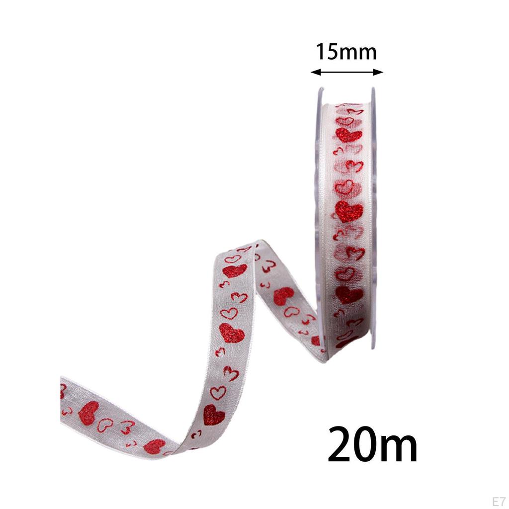 2 Roll Valentine's Day Ribbons Gift Wrapping Wired Heart for Wreath Party