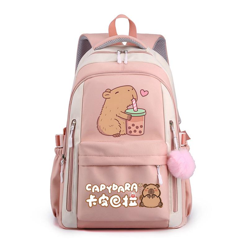 Trendy kapibara creative cartoon printing cute emoji bag for primary and secondary school students to reduce the burden of spine protection schoolbag