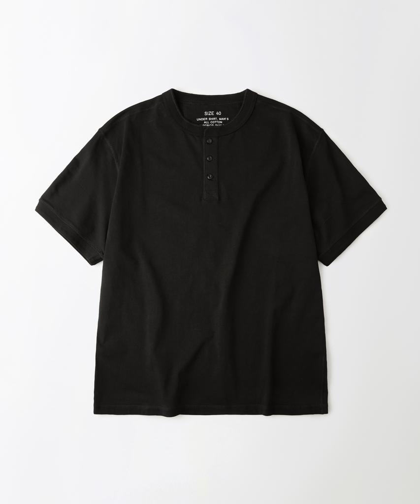 OUTSTANDING [2Pack] Henley Neck Half Sleeve Tee_Off White/Black