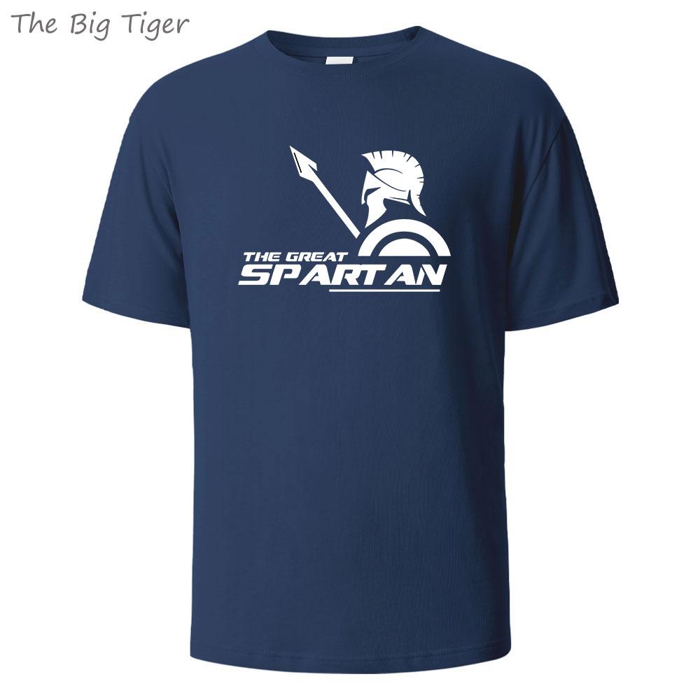 Spartan Printing Summer Cotton Mens Tee Lightweight Round Neck Breathable Fabric Casual Simple Style Tshirt Men T-Shirt