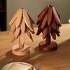 4PCS Christmas Tree Design Stand Pine Wooden Trivets Decorative Anti Scald Heat Resistant Table Mat Coaster Wood Placemats Pot