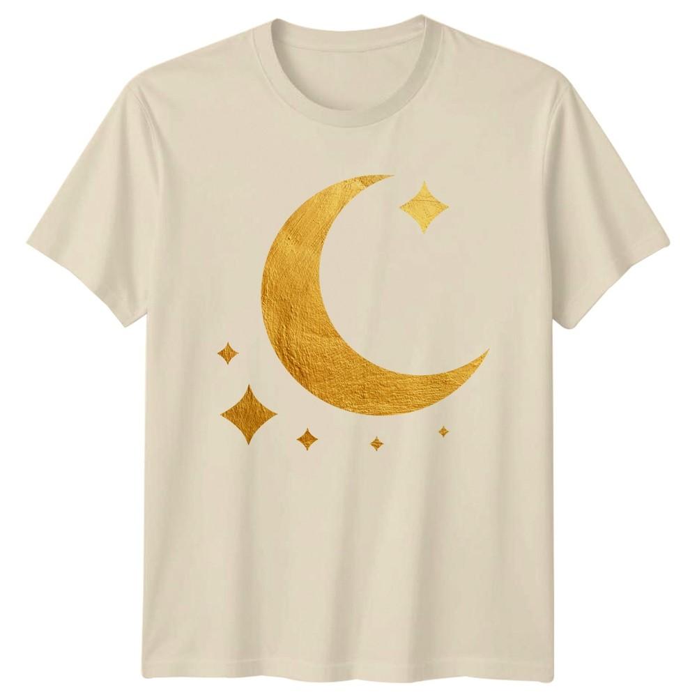 Golden Textured Moon Stars Celestial TShirt Astrology Celestial Birthday Gift