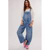 Tuta di jeans da donna a gamba dritta, vestibilità rilassata, stile streetwear, misto cotone