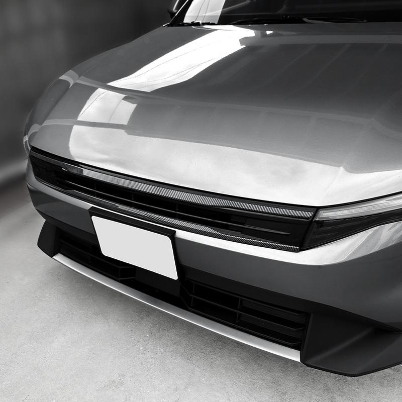 2pcs Car Exterior Carbon Fiber Piano Black Front Bumper Mesh Decorative Stripes Mouldings For Kia K4 LHD RHD