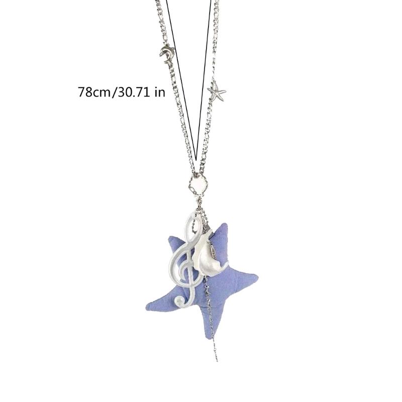 Plüschstern und Musiknote Anhänger Halskette mit weichem samtigem Anhänger für Damen Mädchen Trendiger Schmuck Geschenk