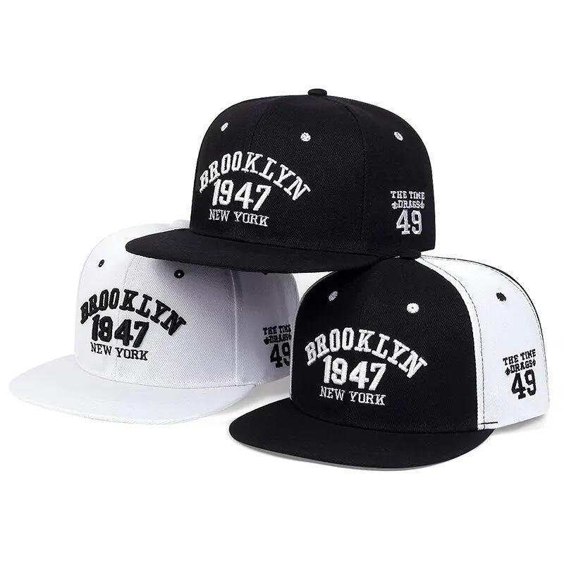 Brooklyn 1947 Embroidery Snapback Hat High Quality Baseball Cap Men's Versatile Pattern Casual Adjustable Hip Hop Sports Hat