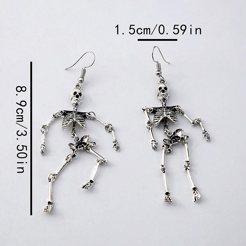 1Pair Halloween Vintage Skeleton Dangle Earrings For Women Girls Creative Unique Earrings Party Jewelry Accessories Gifts