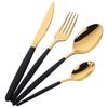 Gold Cutlery Set with Black Handle Stainless Steel Flatware Set Dinnerware 16pcs Gold Black Tablewar