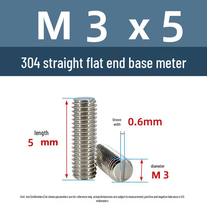 Yigu Stainless Steel Slotted Headless Flat End Grub Screw Set (M2 M3 M4).