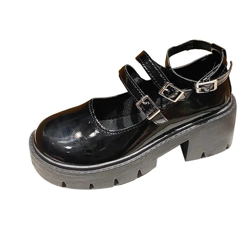 

Классическая женская обувь Мэри Джейн, туфли-оксфорды на высоком каблуке с пряжкой и ремешком, женские туфли-оксфорды с круглым носком, однотонные туфли-лодочки на платформе, большие размеры 40