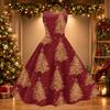 Women's Christmas Print Off-Shoulder Sexy Retro Party Dress for Holiday Celebration