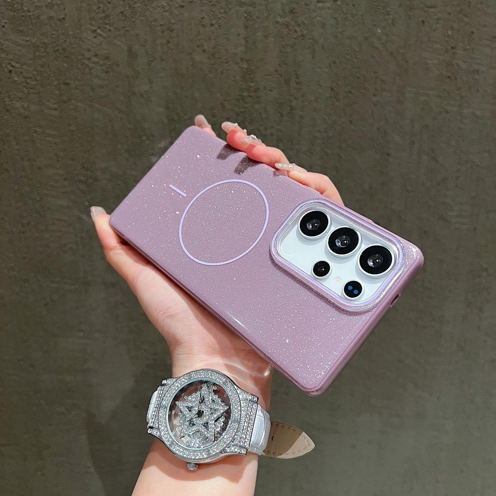 Fine-ring Magnetic Flash Powder Is Suitable for Samsung S25ULTRA Phone Cases, S24/S23U Starry Sky Flash Powder PC