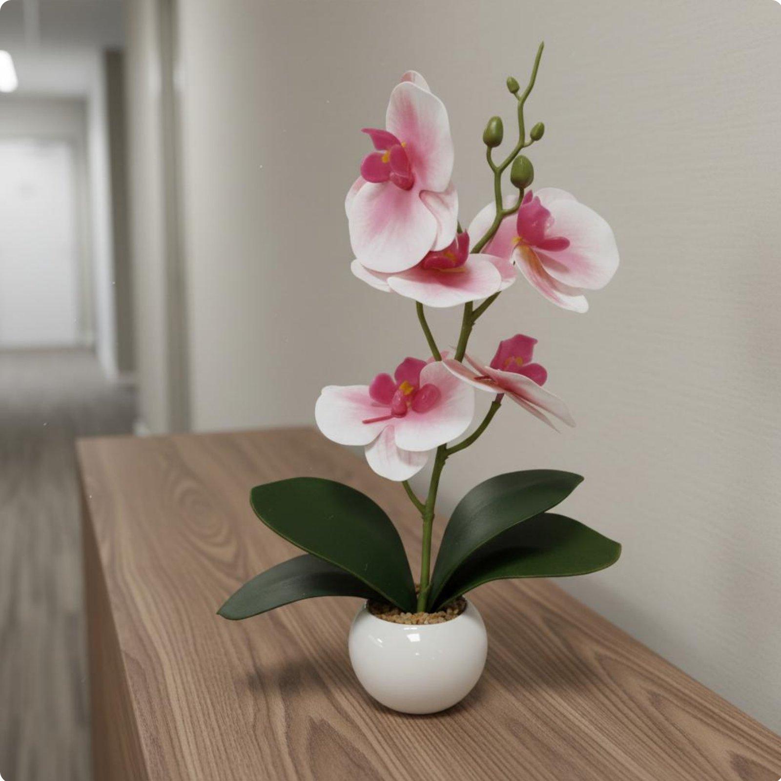 Potted Elegant Potted Flower Decor Lifelike Artificial Blooming Flower in Pot Potted Artificial Blooming Flower Long Lasting розовый