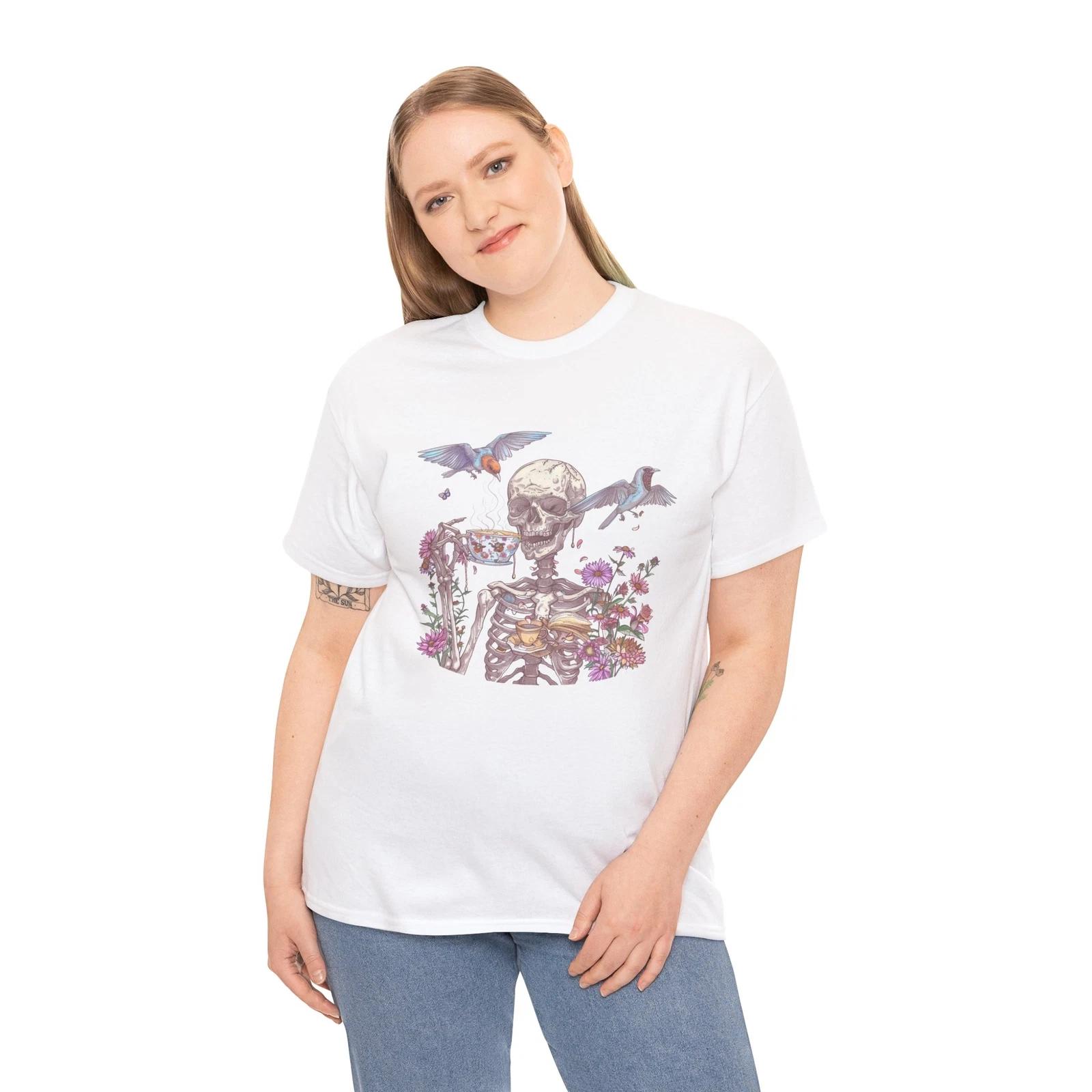 Coffee T-Shirt | Funny Caffeine Lover Retro Vintage Boho Skeleton Shirt L