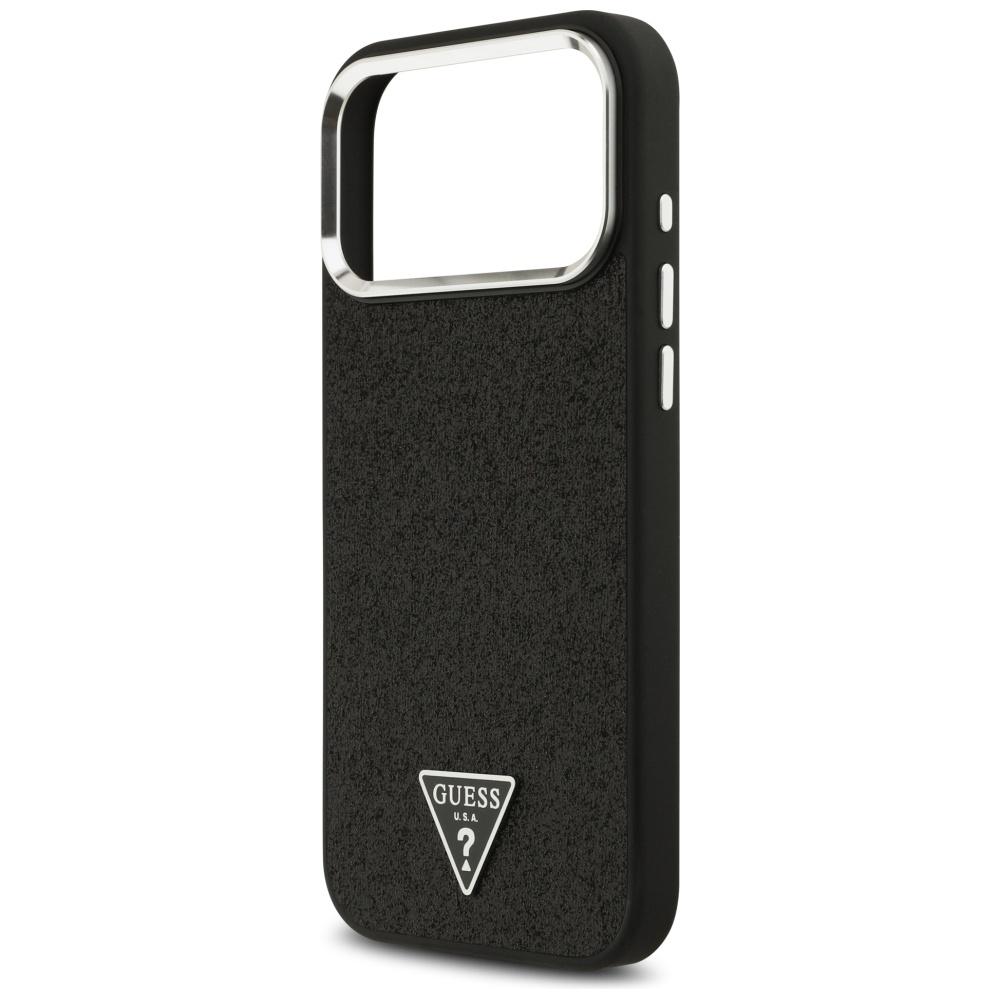 Coque Guess Glitter Triangle Logo MagSafe pour iPhone 17 Pro Max Noir