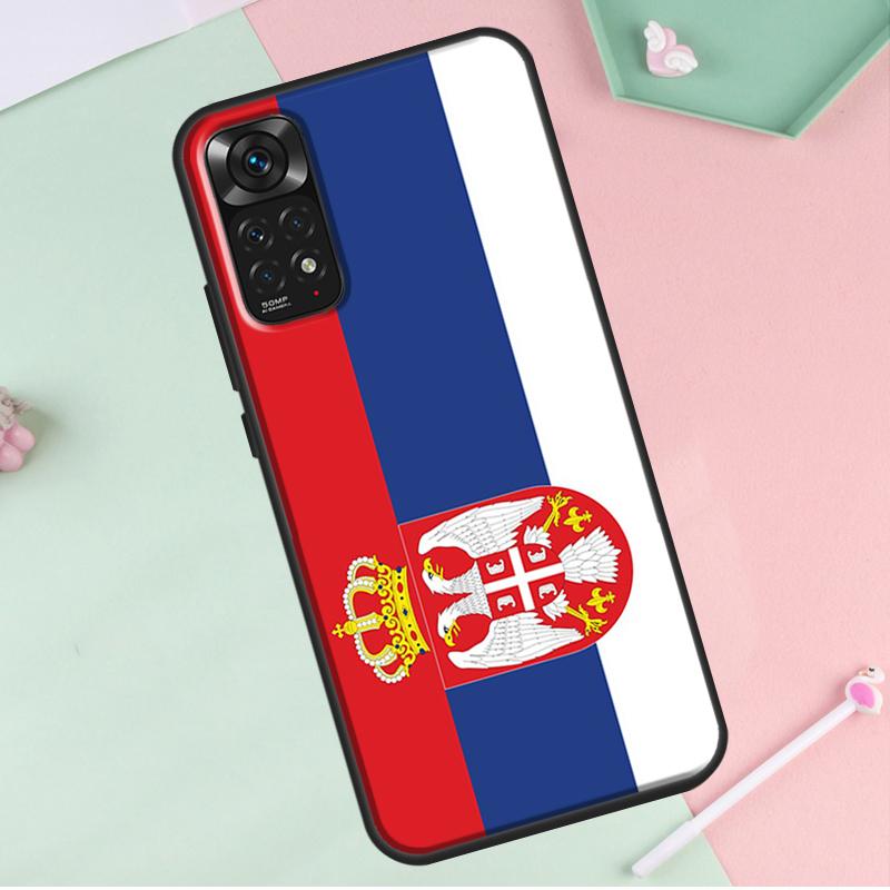 Srbská vlajka Kryt pro Redmi Note 12 Pro Plus pro Redmi Note 10 8 9 11 Pro 12S 11S 10S 9S 9C 10C 12C Pouzdro