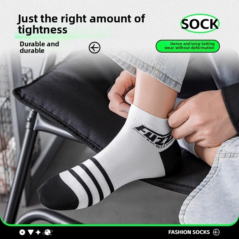 5 Pairs of Men's Summer Thin Pure Cotton Youth Sports Deodorant Socks