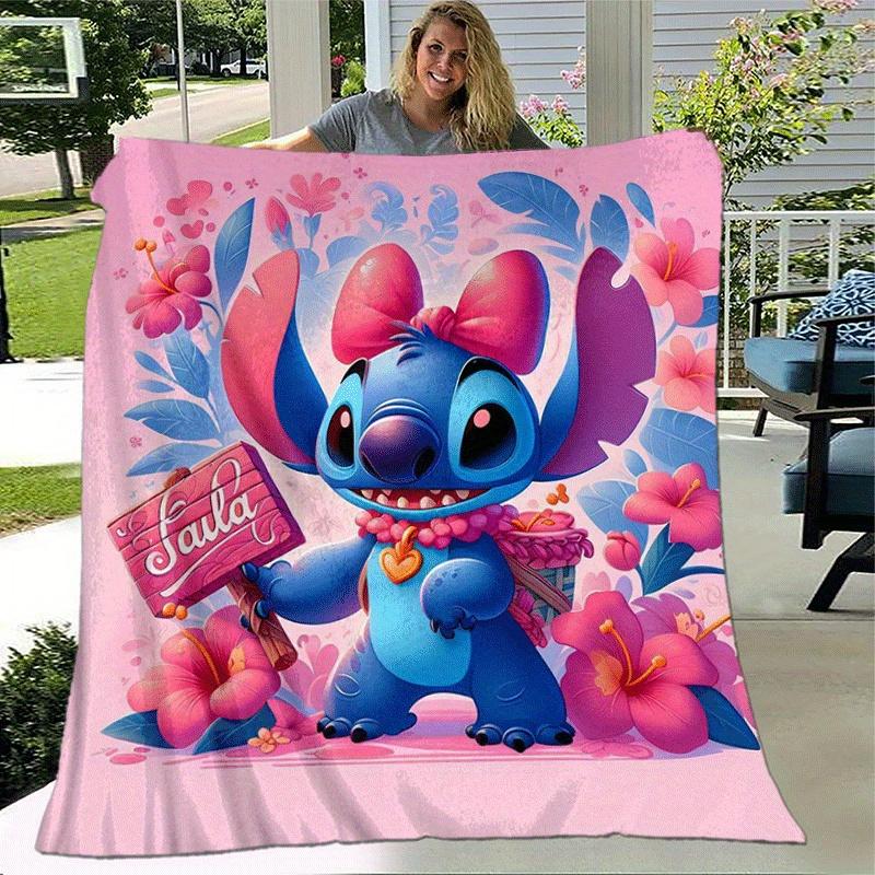 1pc Stitch Printing Blanket - Soft, All-Season Throw for Office Blanket,Personalized Gift with Adorable Cartoon Design