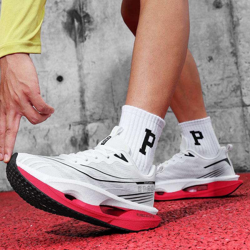 Red Rabbit Carbon Board Running Shoes Men's Popcorn Shock Absorbing Breathable Mesh High School Entrance Examination Racing Body Examination Shoes