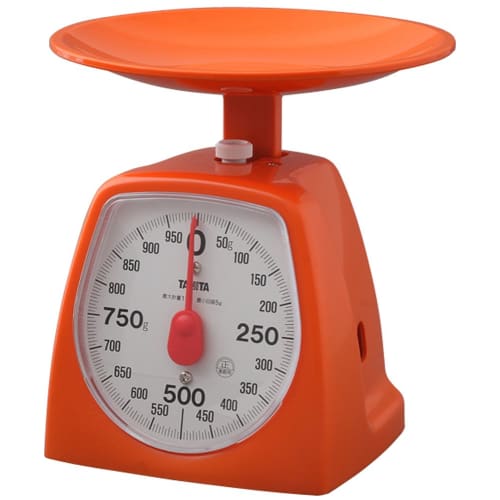 Tanita Cooking Scale, Analog, 1kg Capacity, 5g Increments, Made in Japan, Orange, 1439-OR