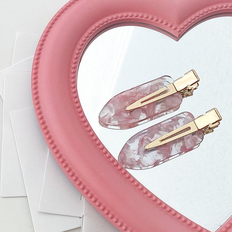 2Pcs Korean Style Hair Styling Tool Simple Pink Seamless Hair Clip For Women Sweet Fresh Bangs Clip Duckbill Clips Hairpins