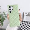 Luxury Solid Color Leather Rhombus Up and Down No Bordered Phone Case For Samsung S25 Ultra S23 S24 Ultra Plus Bumper Back Cover