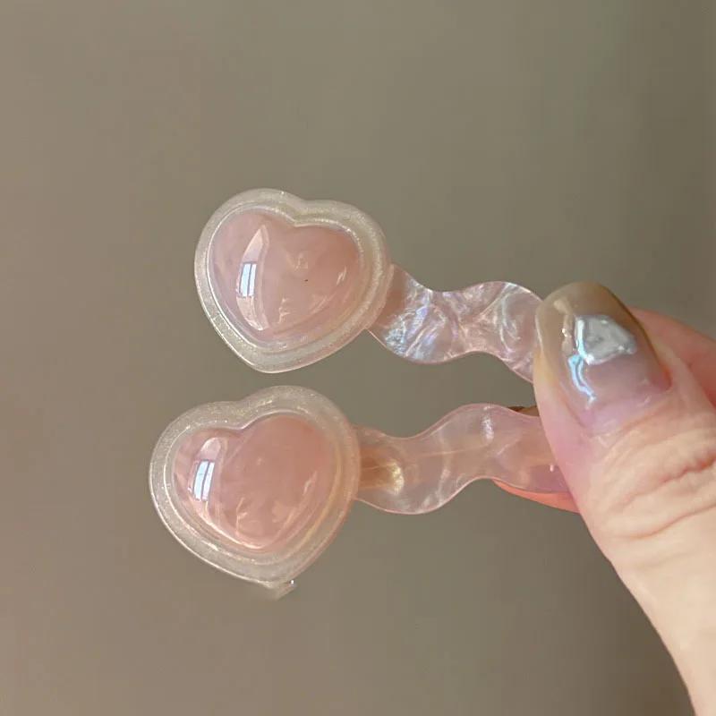 

Романтическая милая розовая заколка для волос с жемчужным сердечком для женщин и девочек, модная милая челка, заколки для волос, бантики, головные уборы, аксессуары для волос