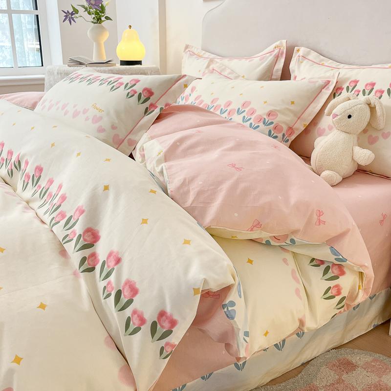 100% Cotton Luxury Floral Duvet Cover Set Boys Girls Single Comforter Cover Vintage Blue Plant Pattern Bedding with Pillowcase