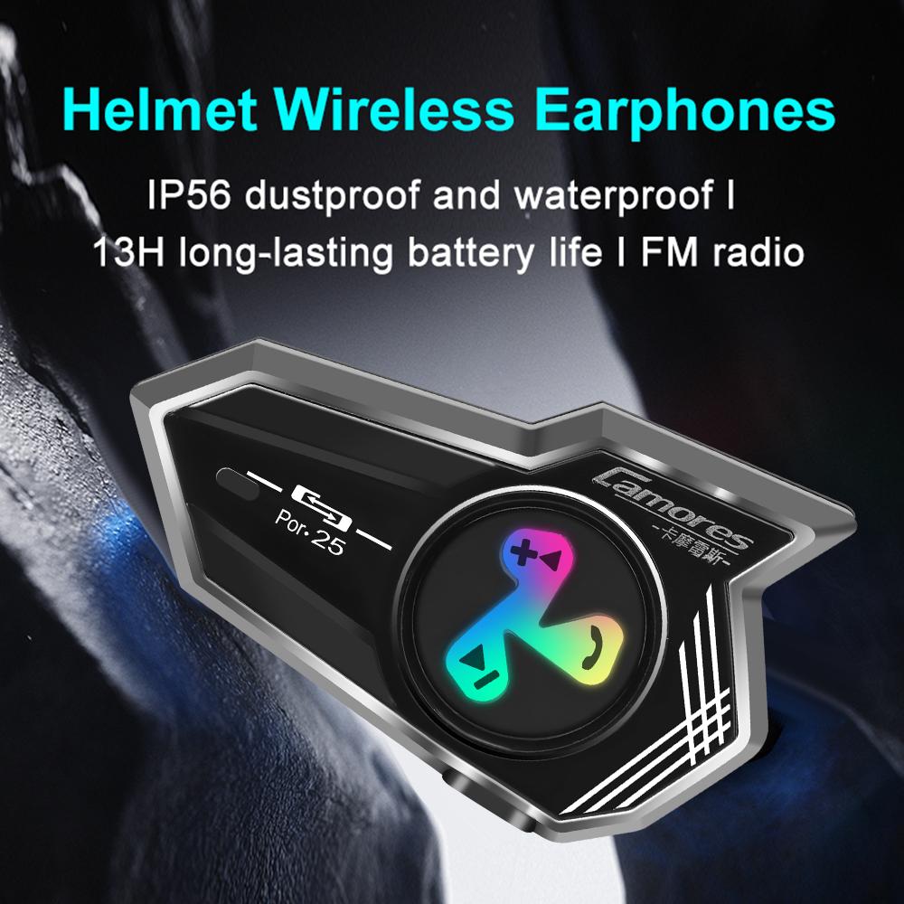1/2pcs Por25 Motorcycle Helmet Headset Bluetooth 5.4 Wireless Earphone Handsfree Mic Headphones Music Player Moto Helmet