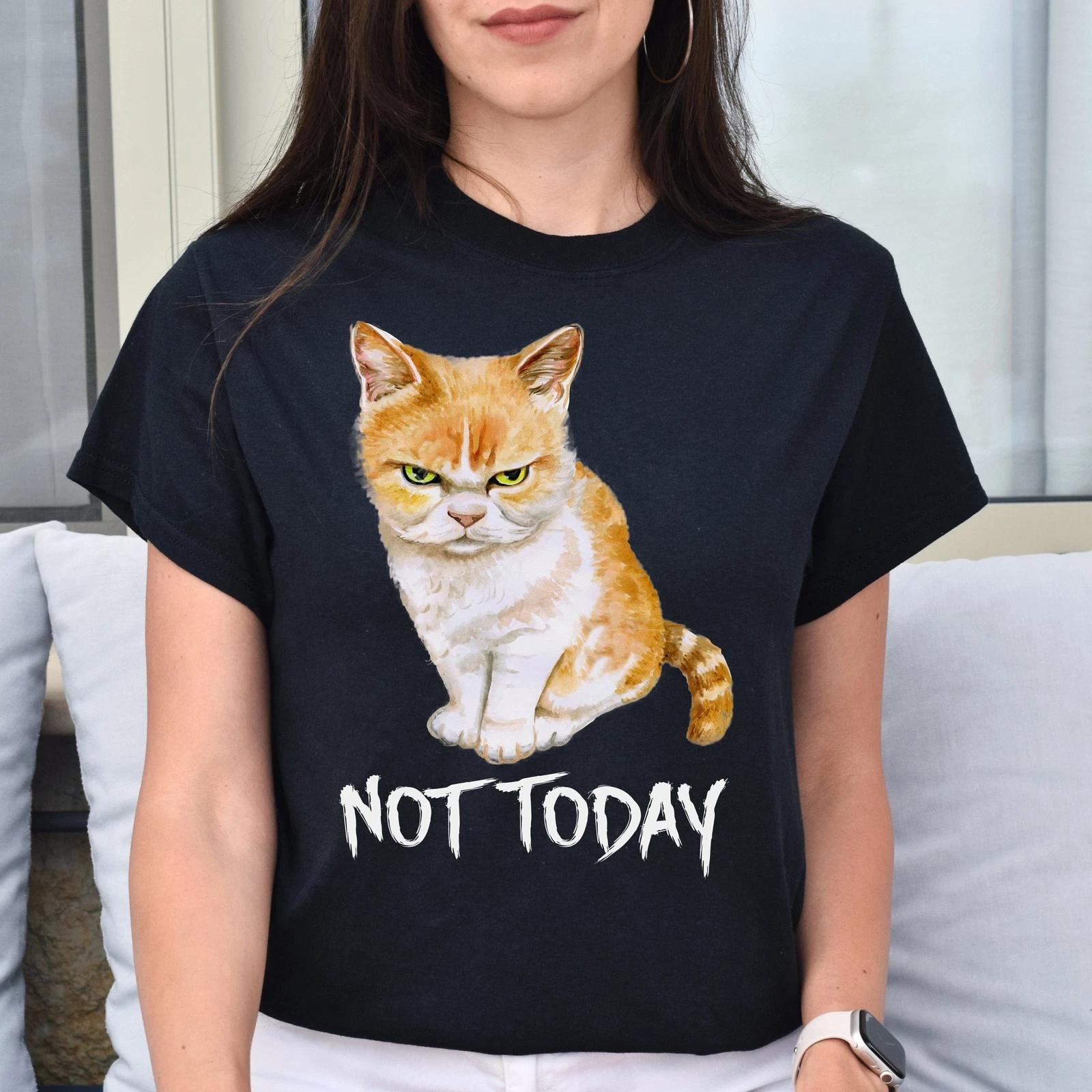 Cat Not Today Unisex shirt grumpy cat tee Black Dark Heather S