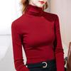 turtleneck bottoming shirt women's clothing solid color thin velvet long-sleeved t-shirt warm inside with waist top temperament commuting