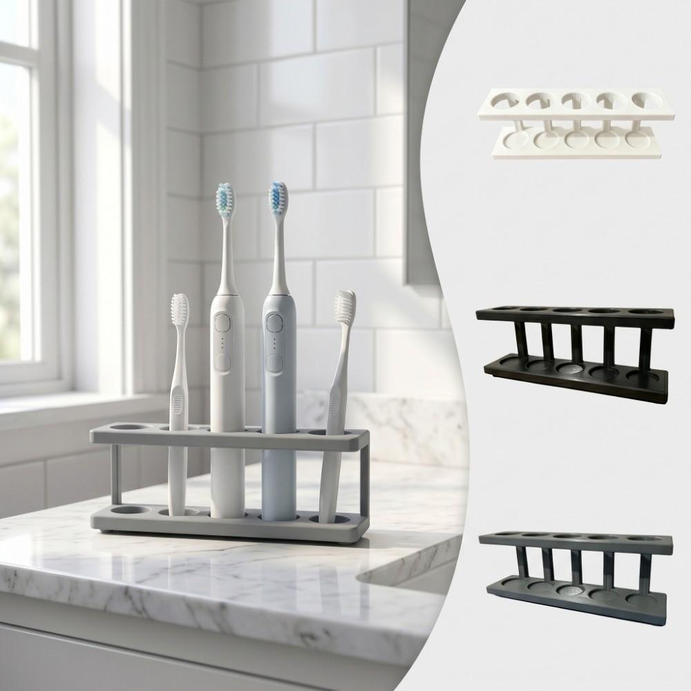 No Drilling Toothbrush Holder Multi-Slot Design Storage Rack Pencil Holder Bathroom Countertop