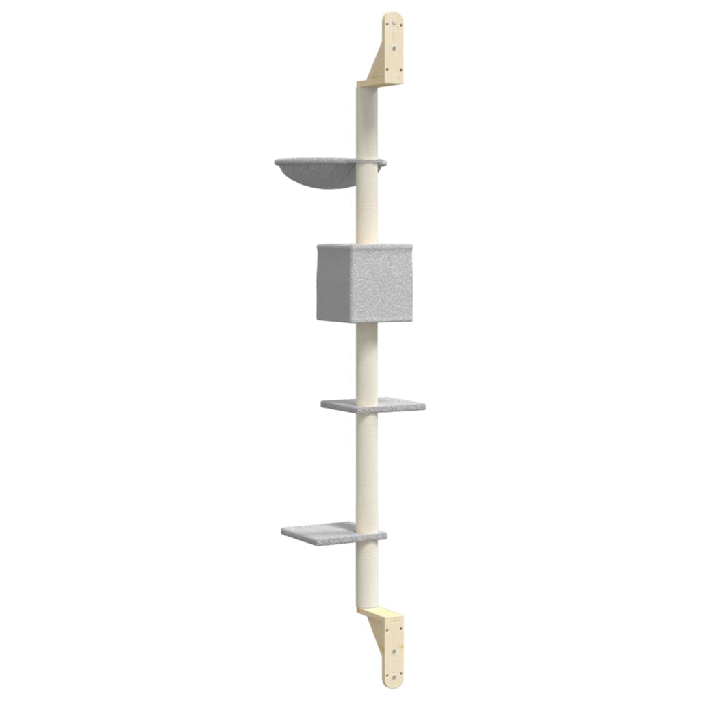 Vidaxl Ścienne Drzewko Dla Kota Z Drapakiem, Jasnoszare, 187 Cm
