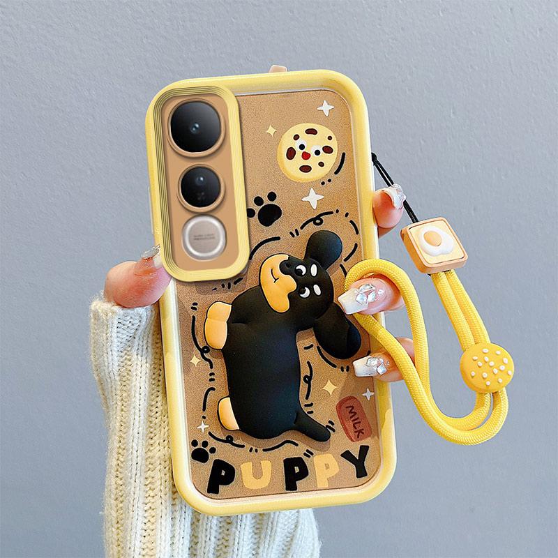 KEYSION Shockproof Case for VIVO V50 Lite 5G with Lanyard Soft Silicone Cute 3D Cartoon Doll Phone Cover for VIVO V50 Lite