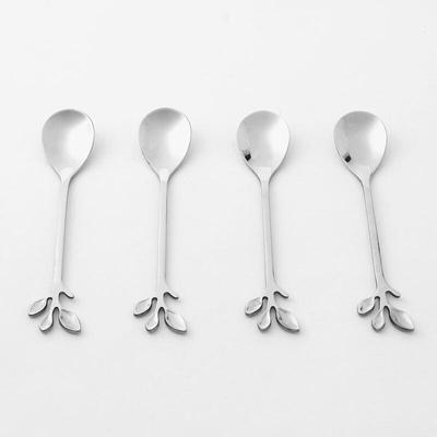 Leaf Design Stainless Steel Teaspoon 4-piece Set