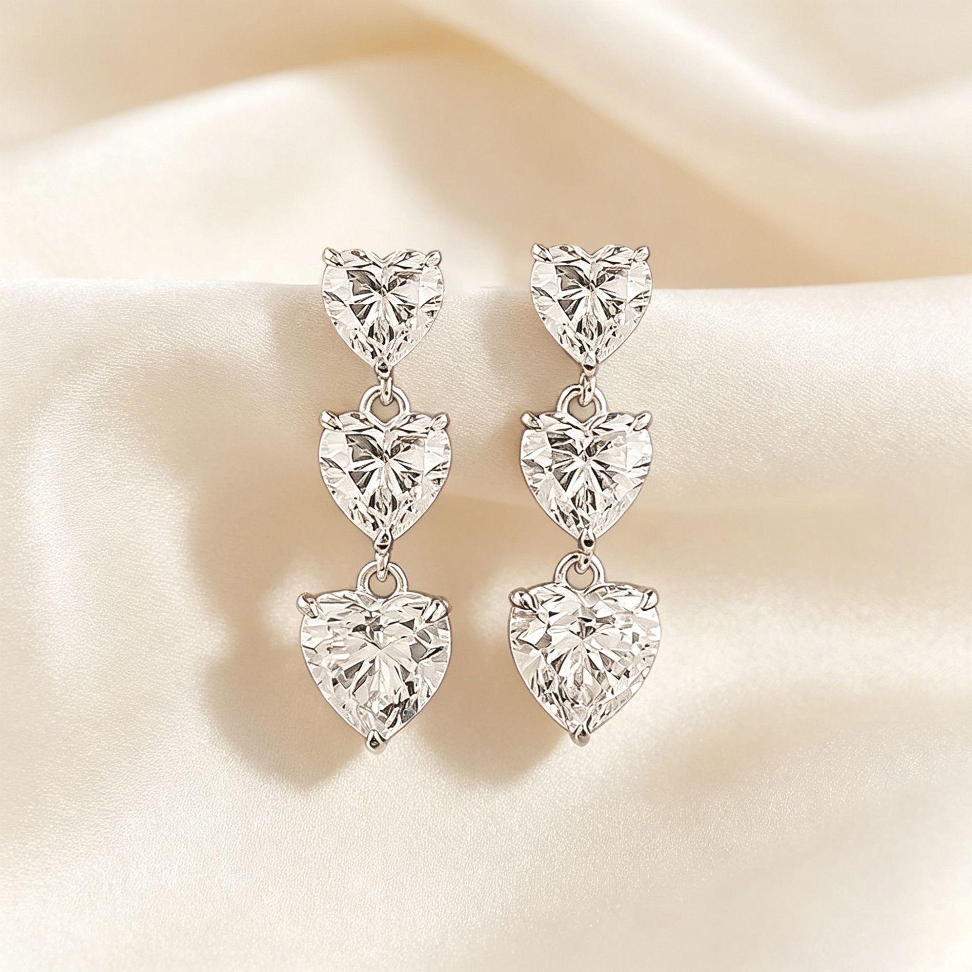 Yanbai Elegant Heart Zircon Earrings for Wedding – Trendy and Versatile Accessory