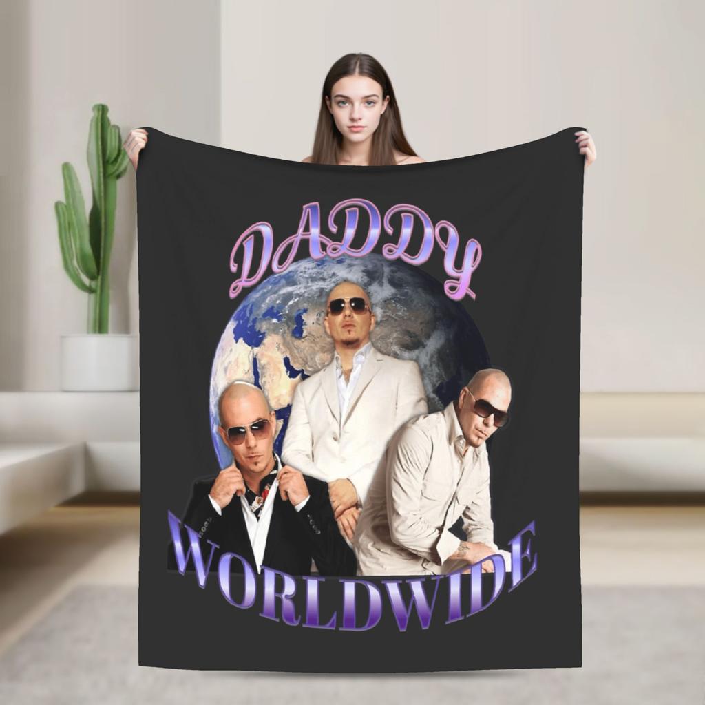 Mr Worldwide Pitbull Plush Blanket Children Flannel Throw Blanket For Couch Chair Sofa Bed Warm Design Quality Bedspread Idea