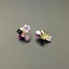 Purple Crystal Flower Stud Earrings for Woman Lilac Earrings Korean Fashion Wedding Party Jewelry Girl Elegance Set Accessories