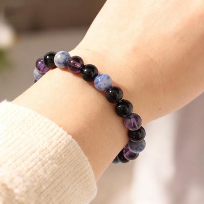 Regalos Festivos Pulsera de Cuentas de Amatista Sodalita Ónix Negro Joyería Natural de Moda Para Hombres Mujeres Uso Diario Regalo