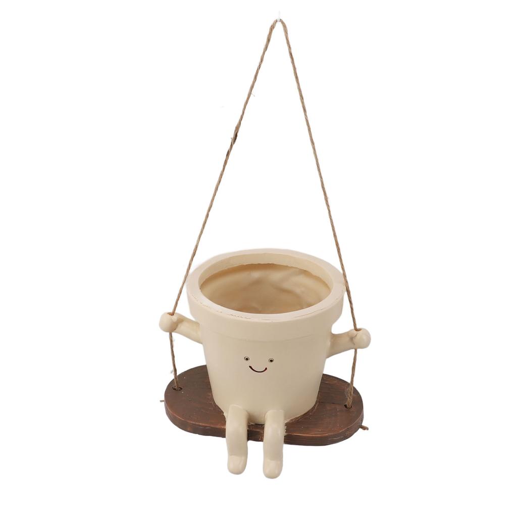 Swing Face Planter Pot Resin Cute Decorative Hanging Face Plant Pot Flower Pot for Indoor Outdoor