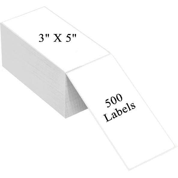 4" x 6" Thermal Labels, Fanfold Shipping Labels with Permanent Adhesive, White Printable Label Stickers for Barcodes, Addresses, Compatible with