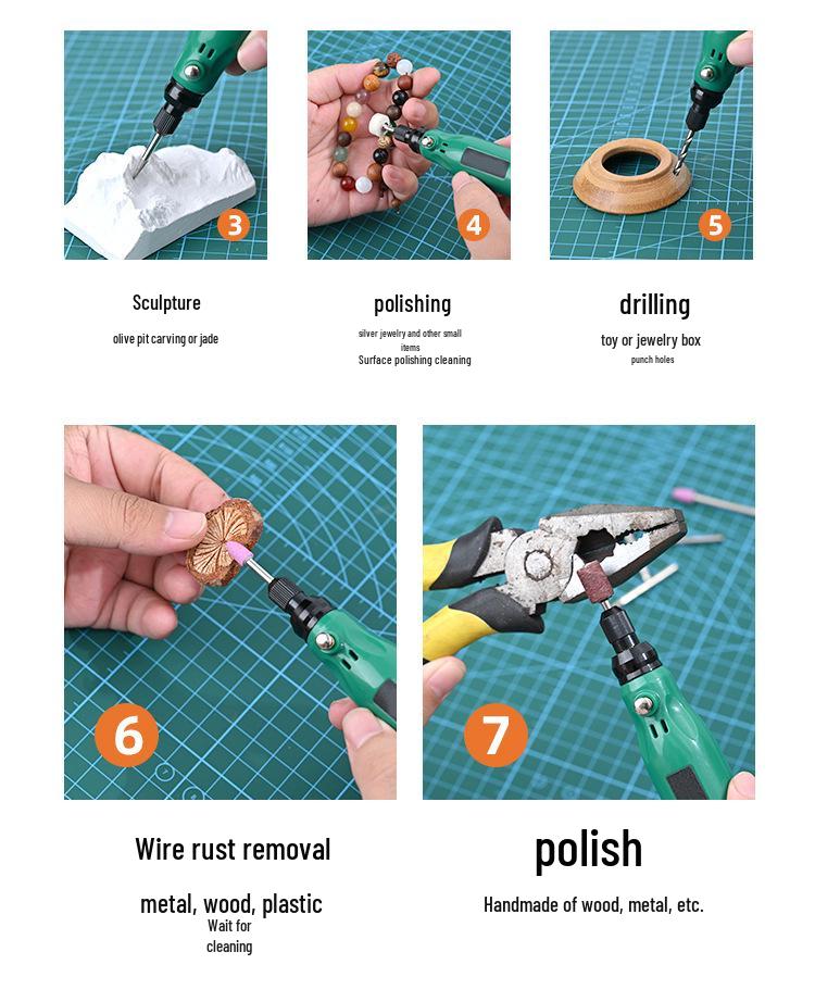 Multifunctional Handheld Electric Grinder and Drill for Jade and Wood Carving